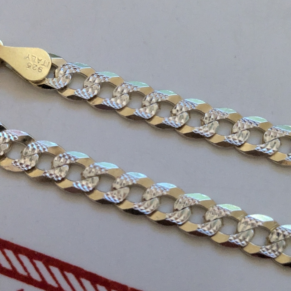 14k Yellow Gold Vermeil Over Sterling Silver Cuban Chain Necklace Unisex 20" - Picture 8 of 13